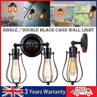 Vintage Wall Light Retro Industrial Cage Wall Lights Indoor Fitting Sconce Lamps - Image 1 of 4