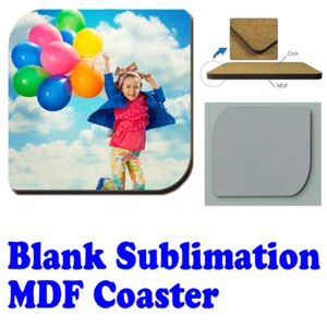 Blank Sublimation Bar Coaster Round Corner Style, Cork Base (20 Pack) Heat Press - Picture 1 of 3