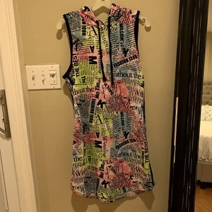 No Boundaries Dress Sleeveless Printed Hoodie Juniors L 11-13 Street Fashion 90s - Picture 1 of 10