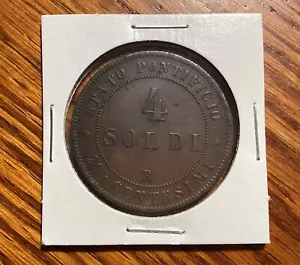 Papal States( Vatican City) 1868 Pius IX 4 Soldi Coin (XF-AU) - Picture 1 of 2