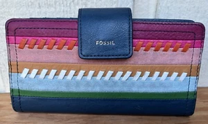 Fossil SL 6486 women's multicolor leather slim clutch wallet. 12 card slots. - Picture 1 of 16