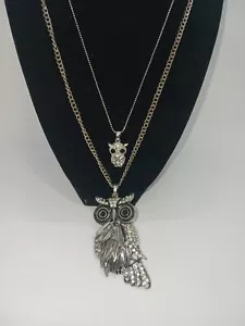 Elegantes Silber Eule Anhänger Halskette Konvolut - Bild 1 von 9