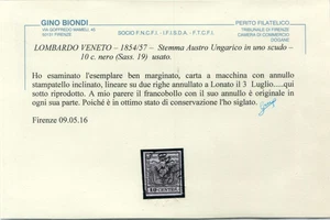 C. 10 NERO CARTA A MACCHINA SASS 19 MARGINI OTTIMI ANNULLO LONATO P.4 CERTIFICAT - Foto 1 di 3
