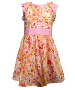 GIRLS BUTTERFLY ISLAND PINK MULTI FLORAL PARTY SUMMER DRESS.SIZES:2-8YEARS - Picture 1 of 1