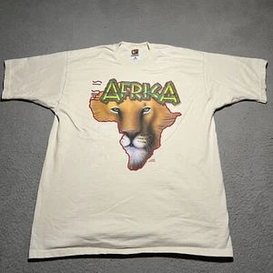 Vintage Afrika T Shirt Herren XL beige 90er 1997 Natur Löwe Tiere Wild Air Crew - Bild 1 von 11
