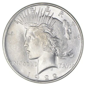 (1) BU $1 1922 Peace Silver Dollars Dripping with luster Unc MS 90% Bulk & Save - Picture 1 of 2