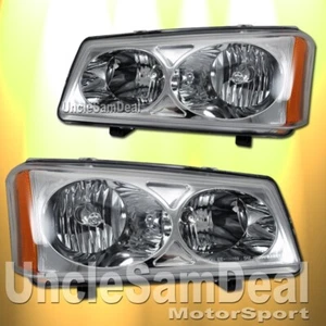 FOR 03-06 CHEVY SILVERADO EURO CLEAR LENS CHROME HEADLIGHTS PAIR DIRECT FIT - Picture 1 of 2