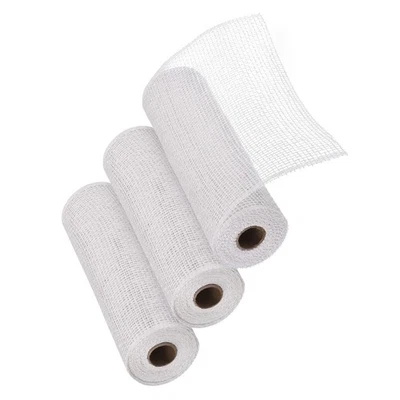 Malla de arpillera de polietileno de 10 pulgadas 3 piezas para corona cinta de tela decorativa 6,4 yardas blanca Foto 1 de 4