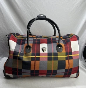 Calpak Reisetasche mit Rollen mehrfarbig kariert 22 x 11 x 12 Zoll - Bild 1 von 14