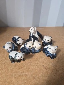 Panda Ceramic Figures X 7 - Picture 1 of 24