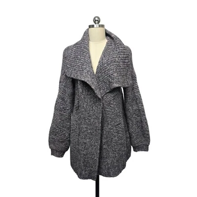 Cárdigan de punto grueso para mujer Prana suéter cuello chal gris rosa talla M Foto 1 de 4