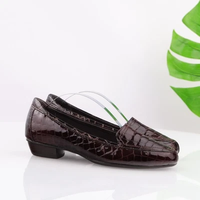 Zapatos planos Clarks para mujer Juliet Lora mocasín talla 7 M marrón charol cocodrilo Foto 1 de 4