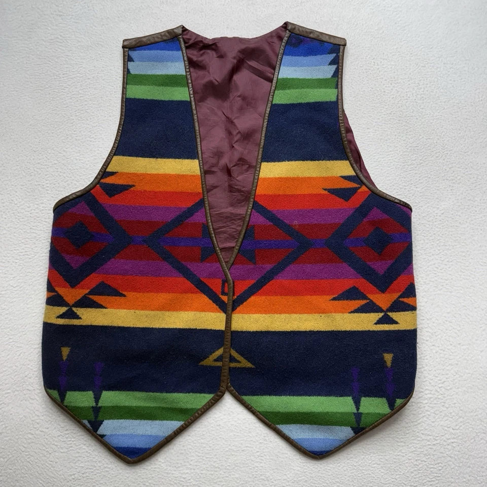 Verdadero Chaleco Hecho a Mano Para Mujer Azteca Vellón Pendleton Estilo Occidental Suave L/XL Foto 1 de 4