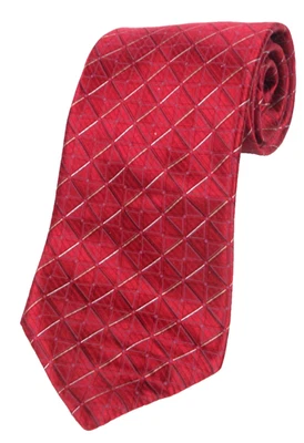 DKNY Donna Karan New York 100% Seda 3 1/2" x 58" Tiras Plateadas Metálicas en Rojo Foto 1 de 4