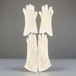 2 Pares Guantes de Vestir De Colección Tela Blanca Boda Formal Cóctel Sin Etiqueta de Talla - Imagen 1 de 24