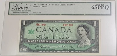 Canada 1967 $1 Dollar QE II CENTENNIAL COMMEMORATIVE (1867 - 1967) CollectorNote - Image 1 of 4