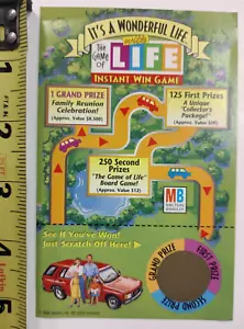 1996 UNUSED IT's A WONDERFUL LIFE SCRATCH OFF GAME Of Instant Win HASBRO vtg old - Picture 1 of 2