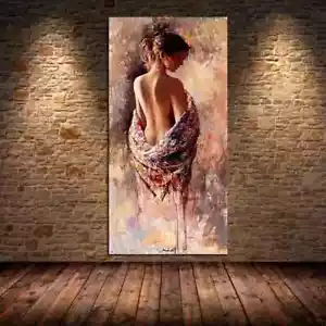 Canvas Painting Beautiful Woman Print Canvas Poster Wall Art for Bedroom Decor - Picture 1 of 5