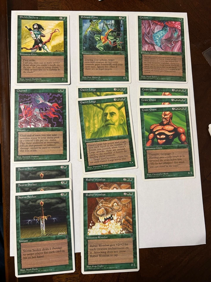 Set of 14 MTG 4th Ed Chronicles Green Cards Magic the Gathering Never Played - Image 1 of 1