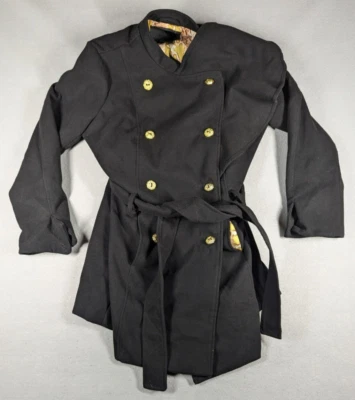 Chaqueta Baby Phat para mujer talla 1X negra doble botonadura mezcla lana gabardina Y2K Foto 1 de 4