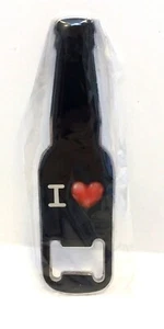 Metal 5" Bottle Opener Beer Bottle "I love beer" Black - Picture 1 of 3