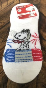 2 Pr Snoopy Womens Stay Put Liner No Show Socks Sz 9-11 Shoe Sz 4-10 4th July - Picture 1 of 2