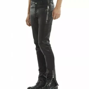 Leather Pants Men's Pant Jeans Style Real Biker Trousers Motorcycle Skinny 19 - Picture 1 of 2
