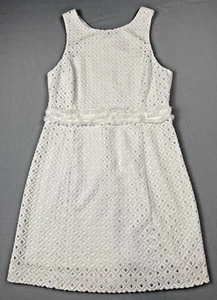 Lilly Pulitzer Arden Mini Shift Dress Large Resort White Lattice Eyelet - Picture 1 of 7