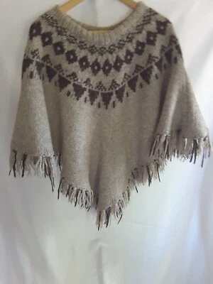 Vintage 70’s Wool Fair Isle Poncho Cape Boho Hippie - Image 1 of 3