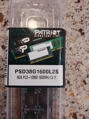 8GB DDR3 1600MHz PC3-12800 SODIMM Memory Patriot PSD38G1600L2S 1.35V - Image 1 of 4