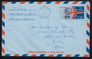 1417 US TO PERU PS STATIONERY AIR LETTER AEROGRAMME 1965 BANGOR, ME - LIMA - Picture 1 of 2