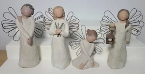 Lotto 4 statuine angelo albero di salice: speranza, ricordo, serenità + festeggia  - Foto 1 di 11