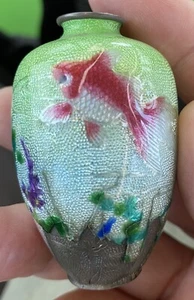 Meiji Japanese Cloisonne Ginbari Koi Goldfish miniature vase Damaged - Picture 1 of 4