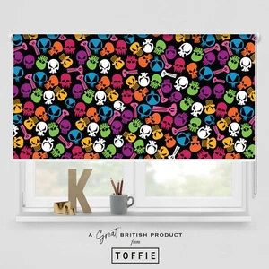 44- Colourfull Skulls Impreso Rodillo Persiana - Apagado ENVÍO GRATUITO Reino Unido - Imagen 1 de 4