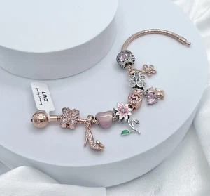 Linx Rose Gold Charm Bracelet with Rose Gold And Pink Themed Charms - Picture 1 of 9