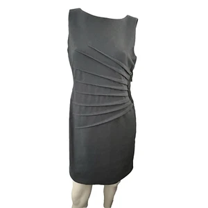 Ivanka Trump Dress Womens 8 Gray Mini Boatneck Ruched Sunburst Career Office Hot - Picture 1 of 9