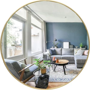 Gold Circle Wall Mirror 24 Inch round Wall Mirror for Entryways, Washrooms, Livi - Picture 1 of 9