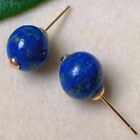 10-11mm Fashion natural blue round lapis lazuli gold ear stud Hoop Minimalist