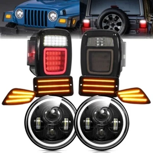 LED Headlights Side Marker Signal + 83LED Tail Light For Jeep Wrangler TJ 97-06 - Foto 1 di 12