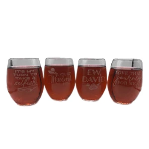 Set / 4 Alexis David Rose Schitts Creek Zitate stielloses Weinglas GRAVUR Geschenk - Bild 1 von 5