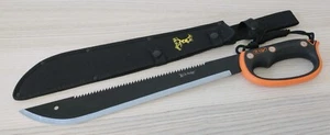 22” Classic Machete Black Sawback 5mm Thick Full Tang Rubber Handle Sheath Sharp - Picture 1 of 5