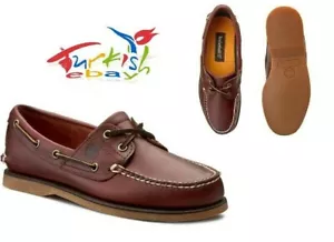 ZAPATOS DE CERVEZA TIMBERLAND CLÁSICOS DE 2 OJOS DE RAÍZ MARRÓN GRANO COMPLETO ZAPATOS DE BARCO 25077 - Imagen 1 de 12