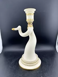 Royal Worcester Candlestick c.1800’s’ Ivory Lace Ram Horn / REAPIRED* - Picture 1 of 12