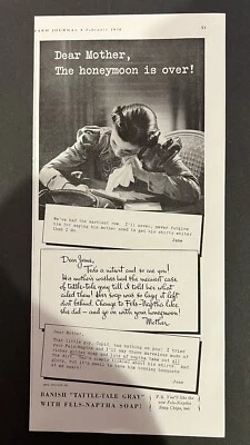 De colección 1938 dC, Jabón de Nafta Fels, Detergente para Lavandería, ¡Desterrar el Tattle-Tale Gris! Foto 1 de 3