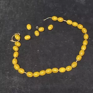Antique Vintage Yellow Amber Bakelite Necklace Beads Same Size *read* JB2 - Picture 1 of 15