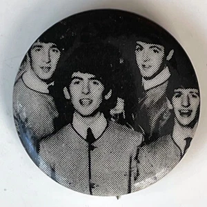 The Beatles button pin John Lennon Paul McCartney badge vintage late 70s bw 1" - Picture 1 of 2