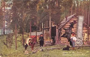 Heimat des Großwildes, Spokane County, WA Jäger, Blockhaus um 1910 Vintage Postkarte - Bild 1 von 1