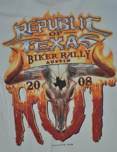 Camiseta mediana texas motocicleta rally austin motociclista podrido 2008 19 pulgadas pit to pit - Imagen 1 de 4