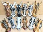 Hand Carved Fair Trade Wooden Giraffe Zebra Animal Wall Art Wall Hang Mask 30cm