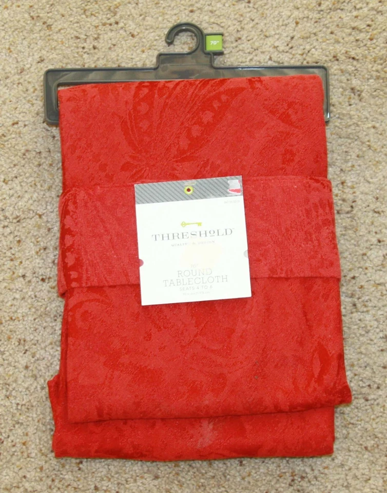Threshold 70" Round Tablecloth red brocade jacquard holiday Christmas  - Image 1 of 1